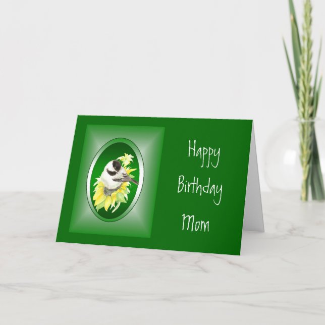 Mother, Mom, Birthday, Sunflower, Bird Card (Front)