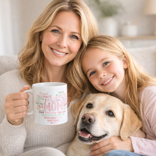 Mother mom heart word art coffee mug