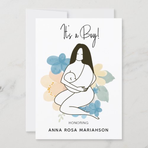 *~* Mother Mom Holding Baby Floral Baby Shower Boy Invitation