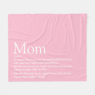 Mother Mom Mum Definition Fun Cool Pink Fleece Blanket