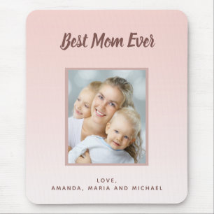 Mother Mom photo blush pink rose gold Mouse Pad
