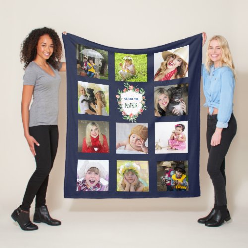 Mother Mom Photo Collage Blanket Navy Mothers Day