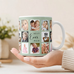 Mother mom photo collage sage green coffee mug