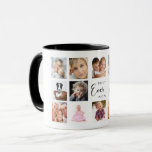 Mother mom photo collage white black mug<br><div class="desc">A gift for your mother,  celebrating her life with a collage of 14 photos.  Black text: Best Mom Ever. Personalize and use your own photos of her,  children,  husband,  pets,  friends. Elegant white background. Perfect as a Mother's Day gift,  for birthdays and Christmas.</div>