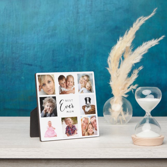 Mother mom photo collage white black plaque (Insitu)