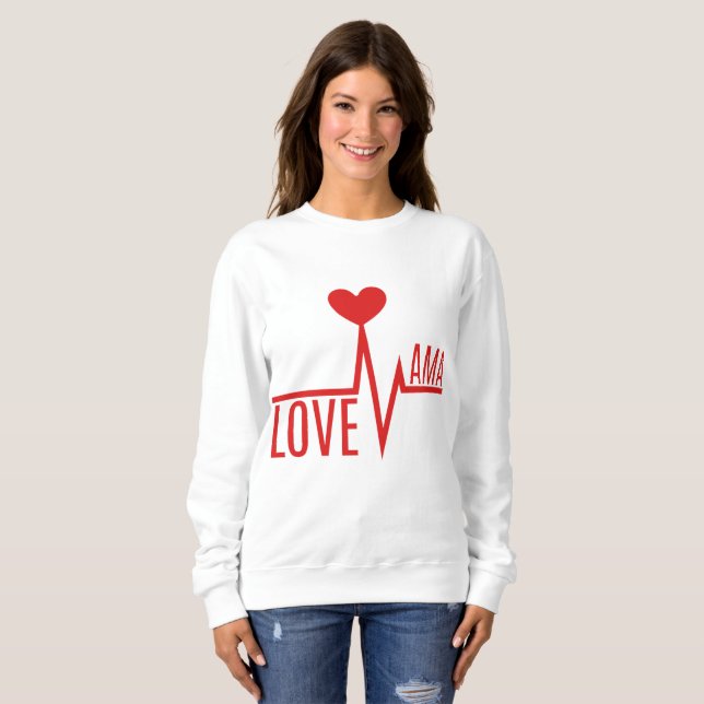 mother mommy mom love heart pulse sweatshirt (Front Full)