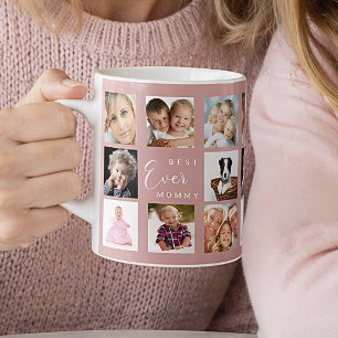 Mother mommy photo collage dusty rose pink coffee mug