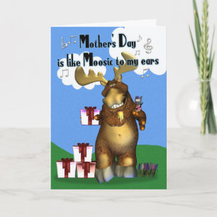 Mother, Mother's Day Moose with gifts Card