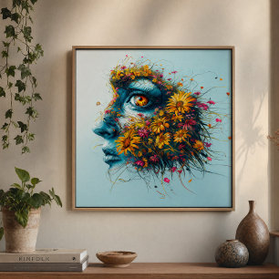 Mother Nature Goddess Floral Portrait Art Poster