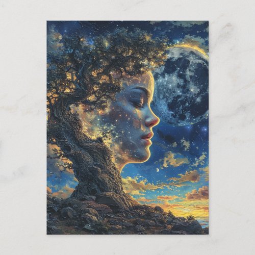 Mother Nature Tree Fantasy Postcard