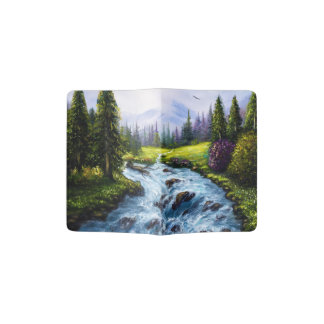 Mother nature with green trees and river passport holder