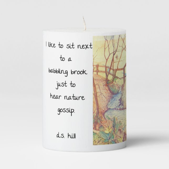 "Mother Nature's Gossip" poem on candle (Front)
