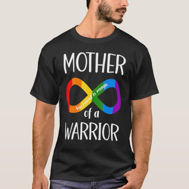 Mother Of A Warrior Family Mom World Autism Awaren T-Shirt (Front)