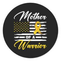 Mother Of A Warrior Usa Flag Ewing Sarcoma Cancer  Classic Round Sticker