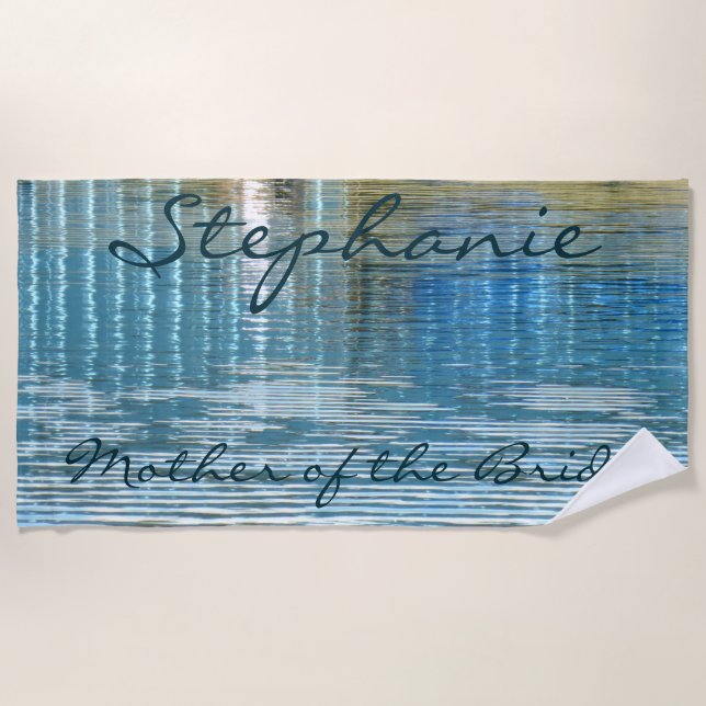 Mother of Bride Abstract Water Reflection Blue  Beach Towel (Front)