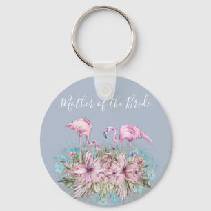 MOTHER-OF-BRIDE Blushing Flamingo Tropical Wedding Keychain