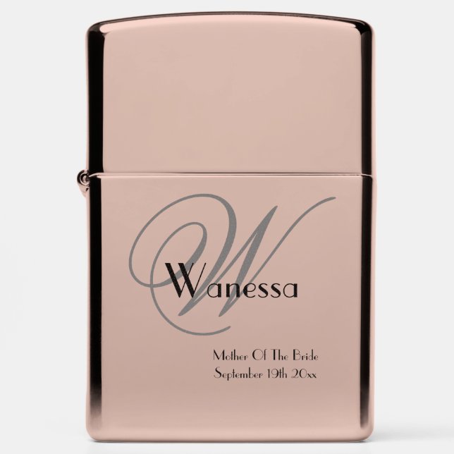 Mother Of Bride Classic Gray Monogram Black Copper Zippo Lighter (Front)