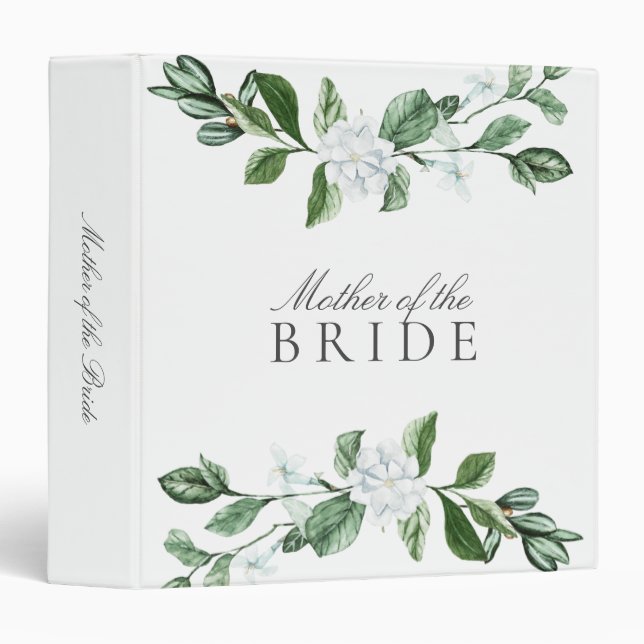 Mother of Bride Greenery Wreath Floral Wedding 3 Ring Binder (Front/Spine)