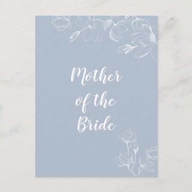 MOTHER OF BRIDE GROOM Dusty Blue White Magnolias Postcard (Front)
