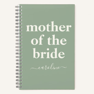 Mother of Bride Minimal Modern Name   Sage Green  Notebook
