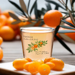 Mother of Bride Orange Blossom Citrus Wedding Shot Glass<br><div class="desc">Personalized shot glass for you to customize for the Mother of the Bride or anyone in the wedding party! Orange Blossom design with oranges, orange blossom and greenery on a neutral background. Fresh, zesty, natural design to complement a spring or summer wedding with an orange fruit wedding theme. For co-ordinating...</div>