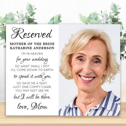 Mother Of Bride Photo Heaven Memorial Wedding Poster