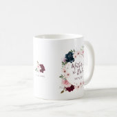 Mother of Bride Red & Navy Rose Watercolor Wreath Coffee Mug (Front Right)