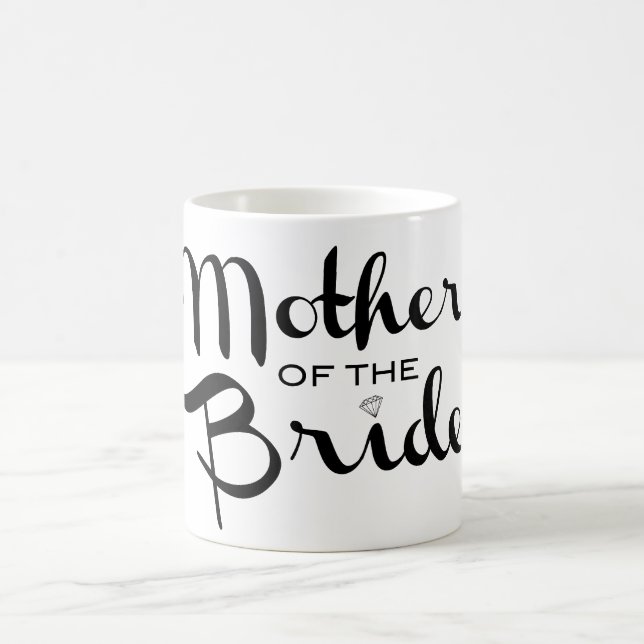 Mother of Bride Retro Script Black on White Coffee Mug (Center)