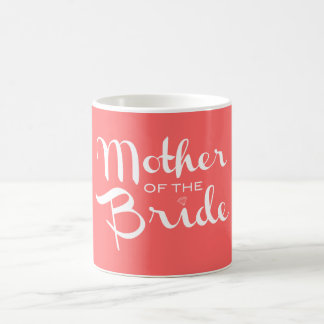 Mother of Bride Retro Script White on Peach Coffee Mug