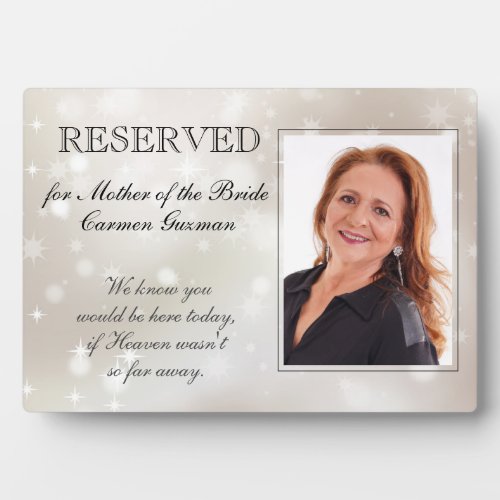 Mother of Bride Stars Reserved Memorial Wedding Plaque