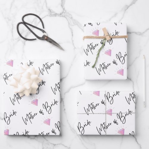 Mother Of Bride Wrapping Paper Flat Sheet Set of 3