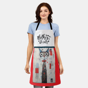 Mother of Cats Colorful Black & Red Kitty Apron