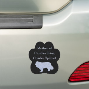 Mother Of Cavalier King Charles Spaniel Silver  Car Magnet