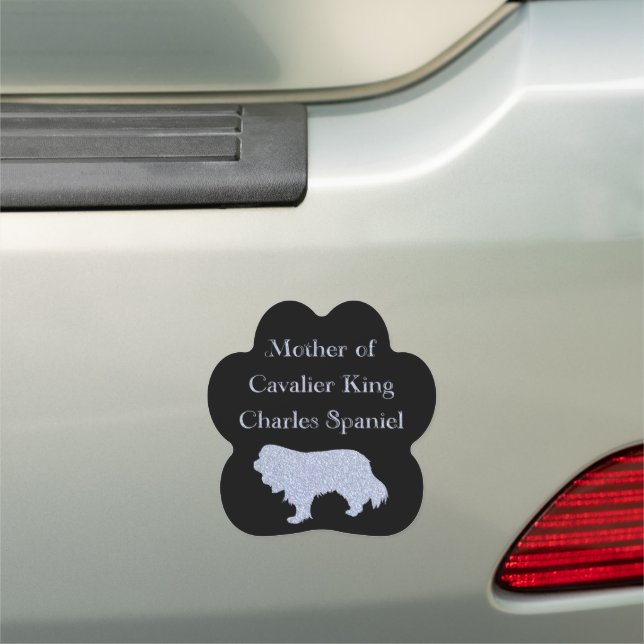 Mother Of Cavalier King Charles Spaniel Silver  Car Magnet (In Situ)