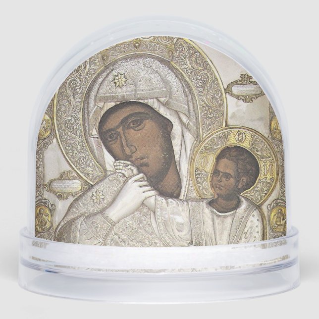 Mother of Comfort Orthodox Christian Icon          Snow Globe (Front)