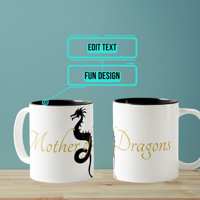 Mother of Dragons Mug (Black and Gold) (It is a spin on the "Mother of Dragons" from a famous television show. )
