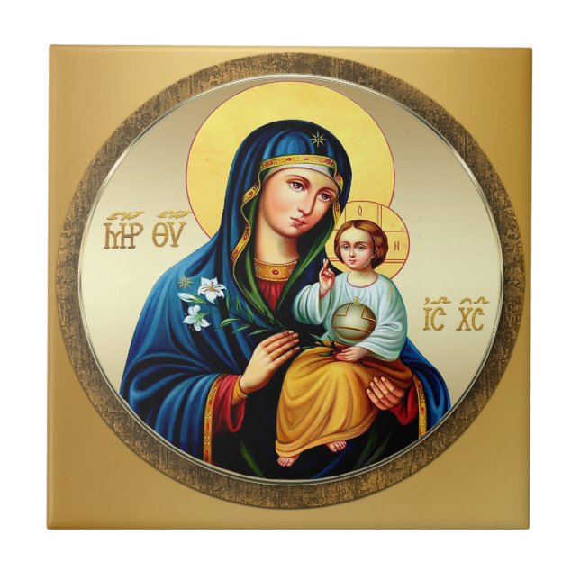 Mother of God, virgin mary Ceramic Tile (Front)