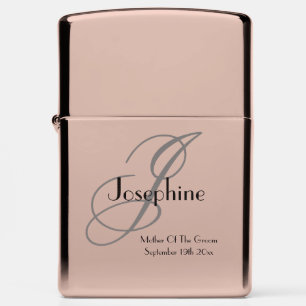 Mother Of Groom Classic Gray Monogram Black Copper Zippo Lighter
