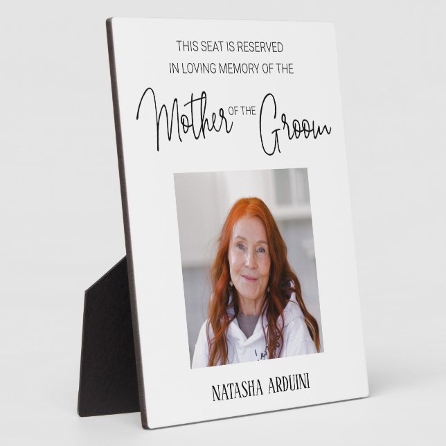 Mother of Groom Memorial Photo Save A Seat Wedding Plaque (Side)