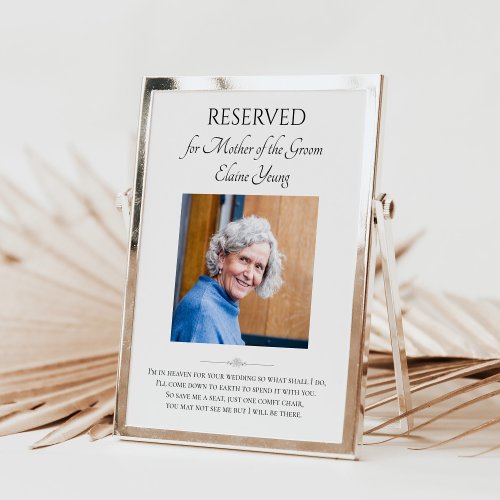 Mother of Groom Photo Save A Seat Wedding Memorial Poster