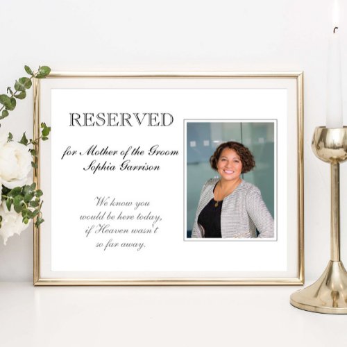 Mother of Groom Reserved Chair Memorial Wedding Poster