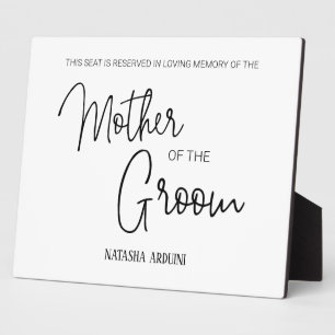 Mother of Groom Reserved Chair Wedding Memorial Plaque