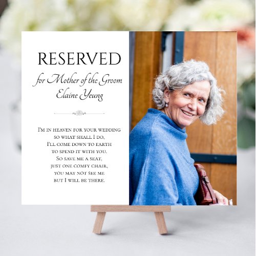 Mother of Groom Save A Seat Photo Memorial Wedding Foam Board