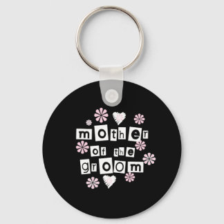 Mother of Groom White on Black Keychain