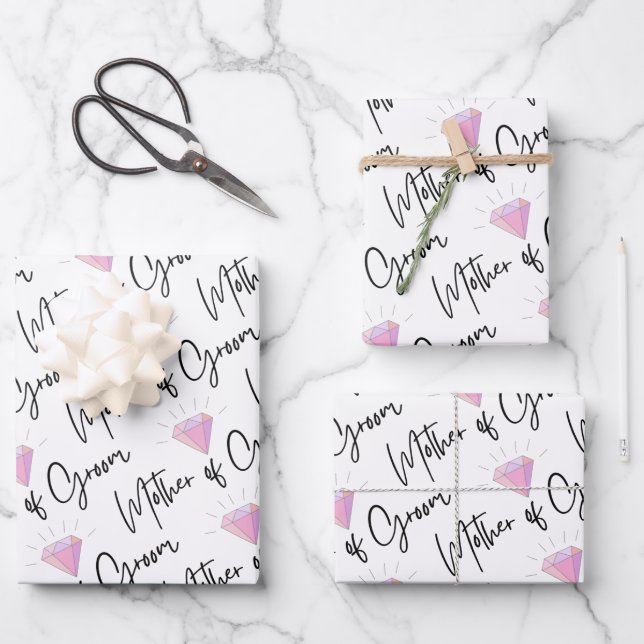 Mother of Groom Wrapping Paper Flat Sheet Set of 3 (Front)