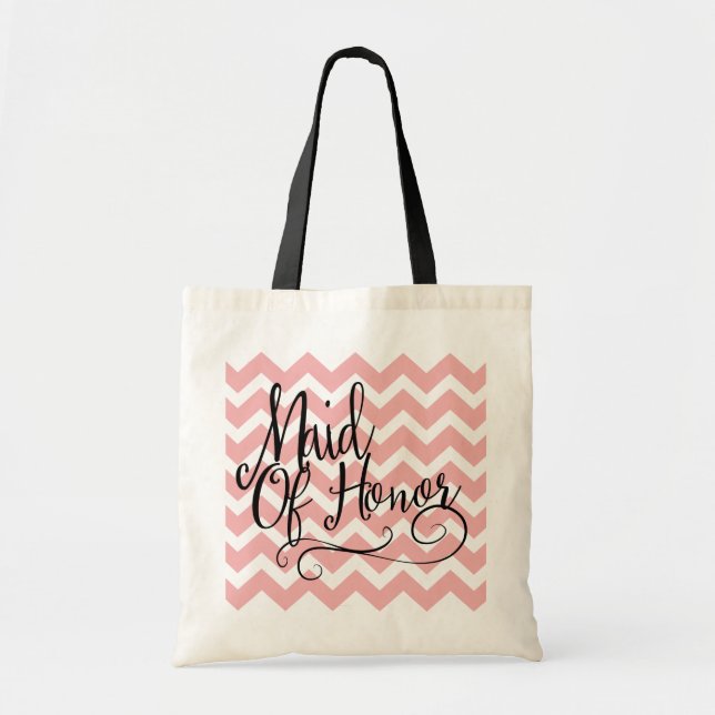 Mother of Honor Pastel Pink Chevron Tote Bag (Front)