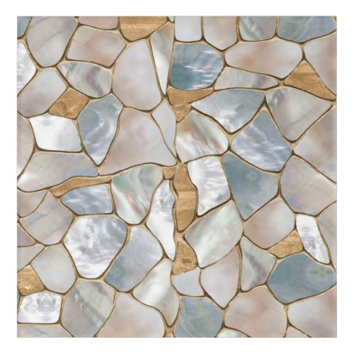 Mother of pearl and Gold cells abstract Acrylic Print
