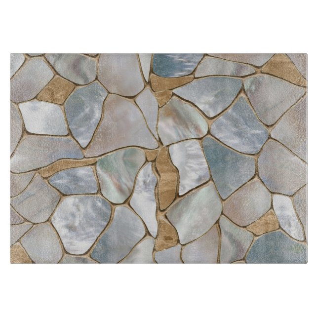 Mother of pearl and Gold cells abstract Cutting Board (Front)