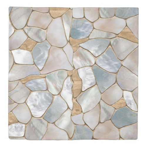 Mother of pearl and Gold cells abstract Duvet Cover
