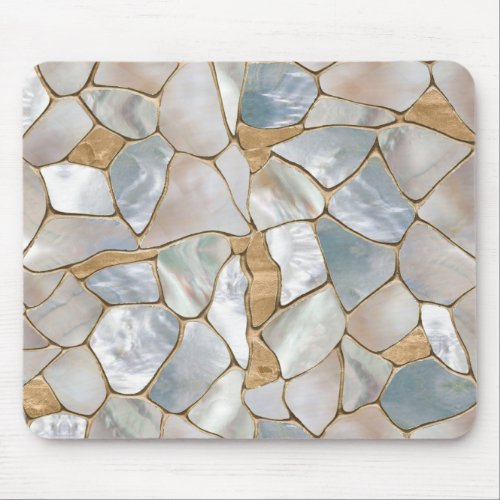 Mother of pearl and Gold cells abstract Mouse Pad